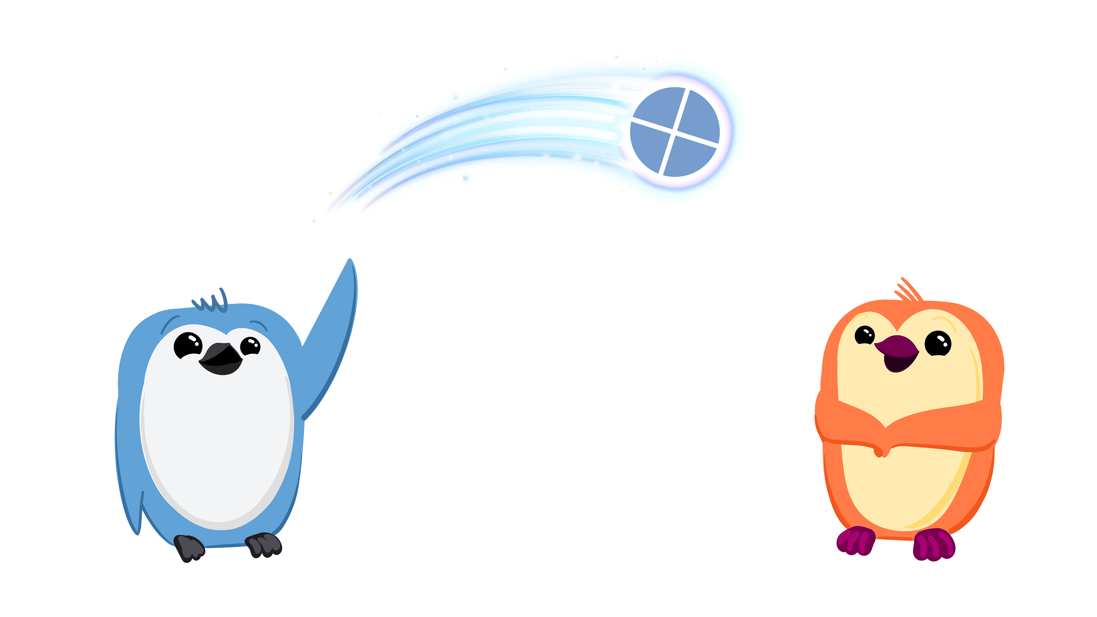 Pinguine spielen mit einem Quarto-Ball